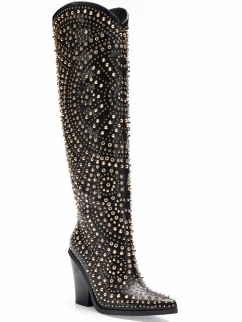 Azalea Wang Studded Black Knee-High Women's Boot